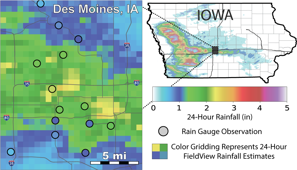 Gridded Fieldview Rainfall Estimates And Corresponding - Map (1220x720), Png Download