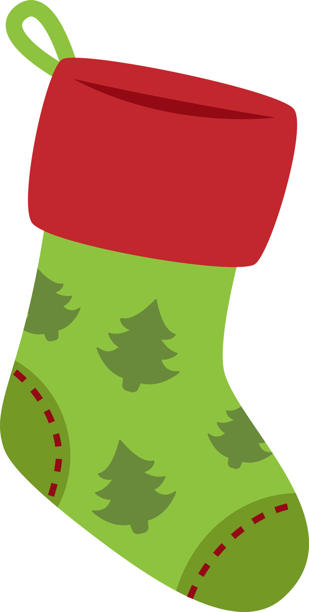 Stocking Art - Green Stocking Clip Art (606x1200), Png Download