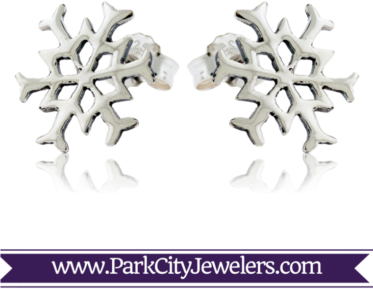 Sterling Silver Post Snowflake Earrings - Elk Ivory Engagement Rings (760x760), Png Download