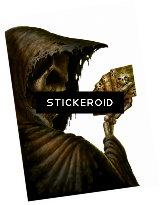 رعب Png Hd رعب - Grim Poker Skeleton Death Skull 40x30 Framed Canvas (655x838), Png Download