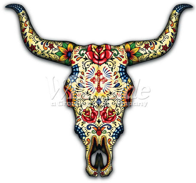 Day Of The Dead Bull Skull - Day Of The Dead Animal Skulls (675x675), Png Download