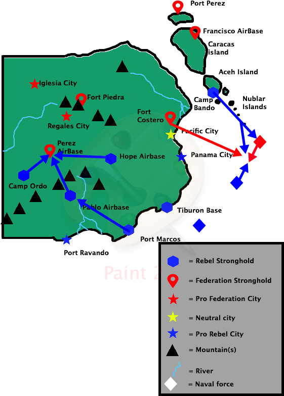 The 1st Rebel Fleet Is Destroyed And General Perez - Map (595x842), Png Download