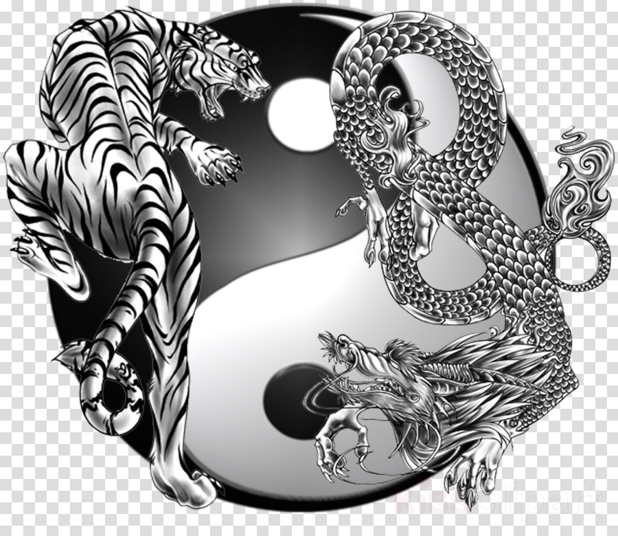 Download Yin And Yang Tiger And Dragon Clipart Tiger - Dragon And Tiger Png (900x780), Png Download