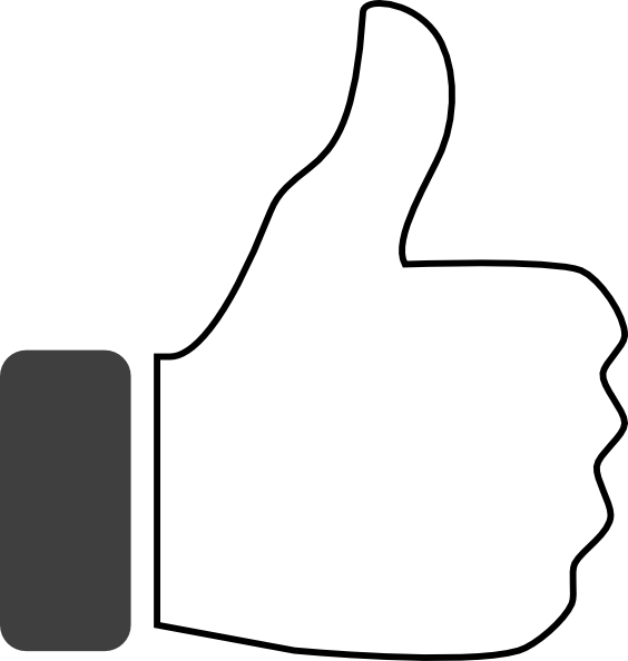 Up Vector Black And White - Thumbs Up Clipart White (564x594), Png Download
