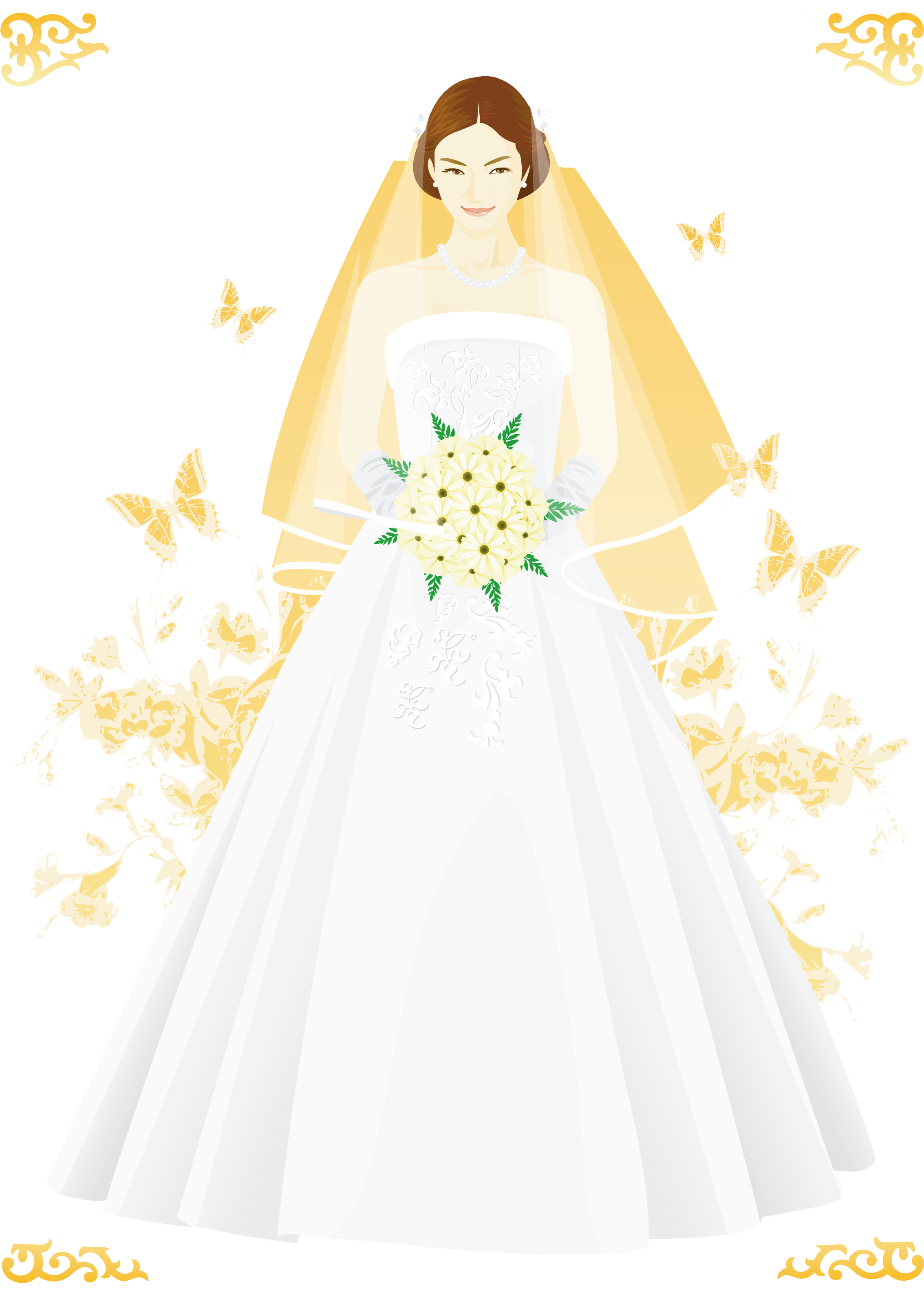 Download Bride Marriage Cartoon Veil Handpainted - Wedding Dress PNG Image  with No Background 