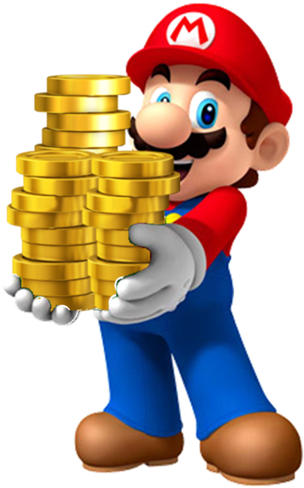 Mario Kart 8 Deluxe Mario Wiki - Super Mario With Coins (640x1000), Png Download