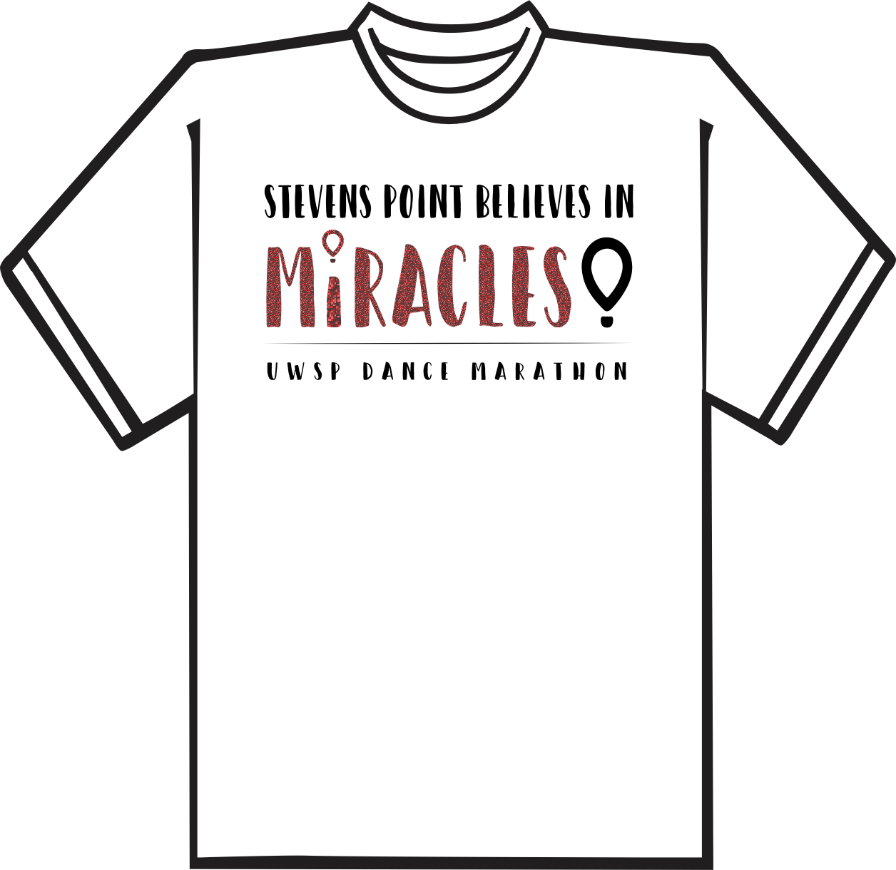 Uwsp Dance Marathon T-shirt With Red Glitter - T-shirt (1256x1220), Png Download