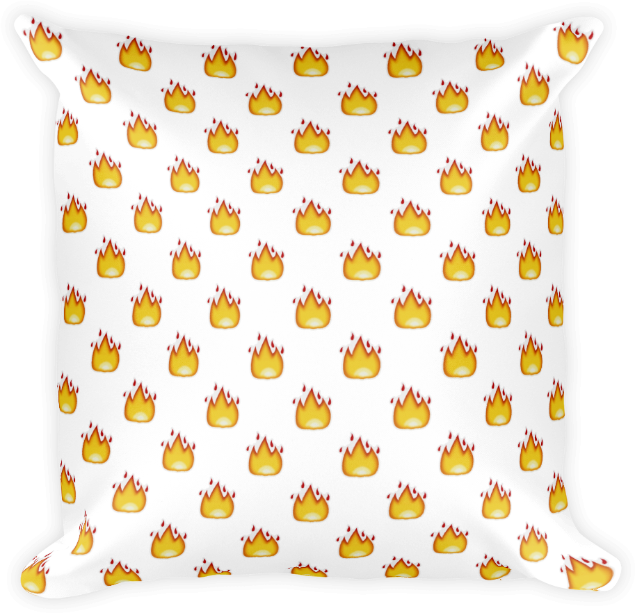 Emoji Pillow - Fire-just Emoji - Yastık Kırlent Siyah Beyaz (1000x1000), Png Download