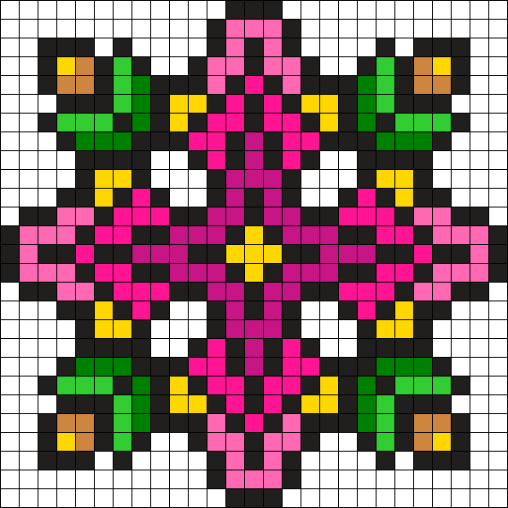 Flower Cross Perler Bead Pattern / Bead Sprite - Bead (568x568), Png Download