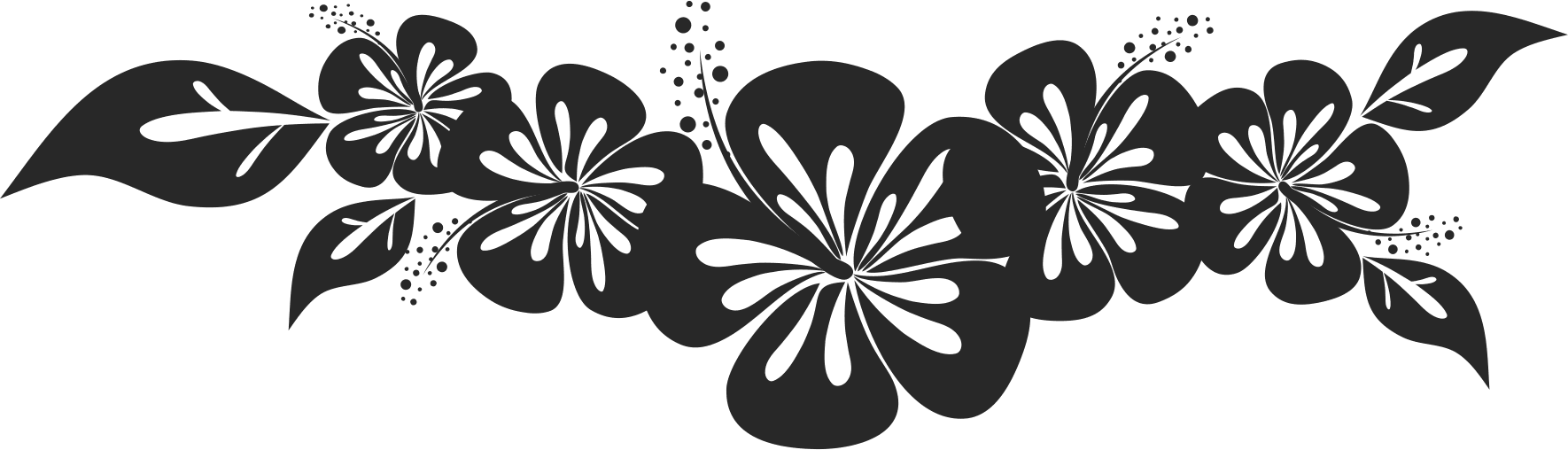 Hibiscus Spray Rubber Stamp - Stickers Ile De La Réunion (1770x508), Png Download