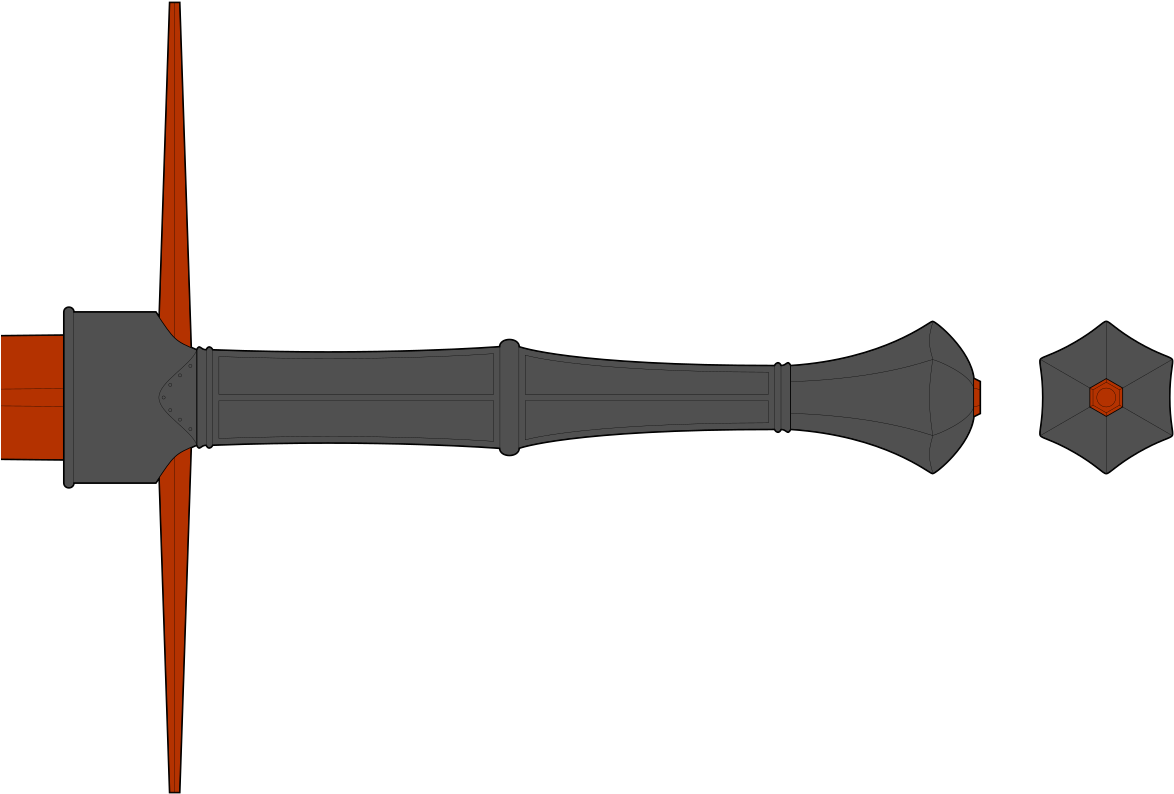 125cm Overall, 25cm Grip Pommel, 25cm Guard - Dagger (1200x821), Png Download