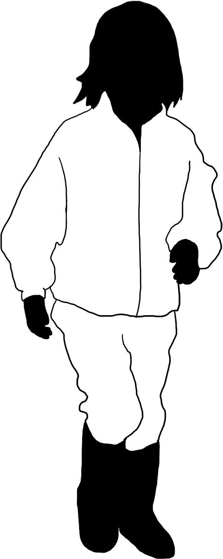 Girl Running Black White Silhouette - Child (507x1181), Png Download