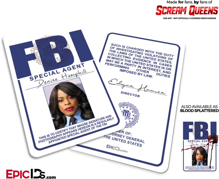 Special Agent 'scream Queens' Cosplay Id Badge - Scream Queens (900x750), Png Download