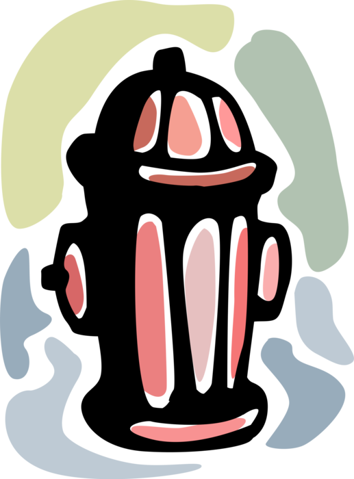 Vector Illustration Of Fire Hydrant Connects Firefighters (517x700), Png Download