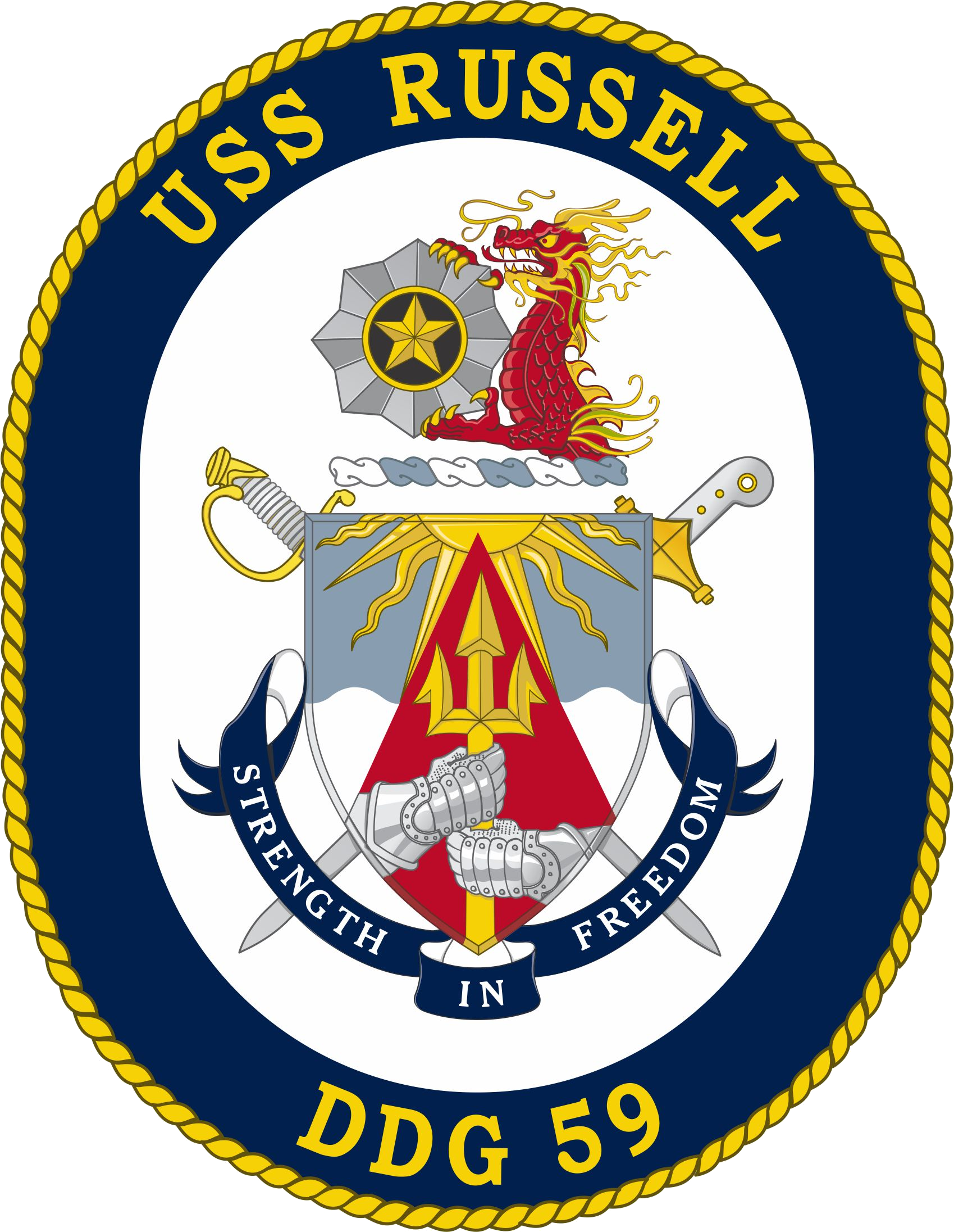 Uss Russell Ddg-59 Crest - Uss Mccampbell Crest (1699x2192), Png Download