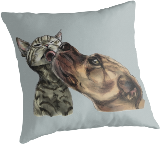 This Is A Rendering Of A Pitbull Dog Licking A Tabby - Tabby-kätzchen, Das Einen Pitbull-kuss Erhält Karte (875x875), Png Download