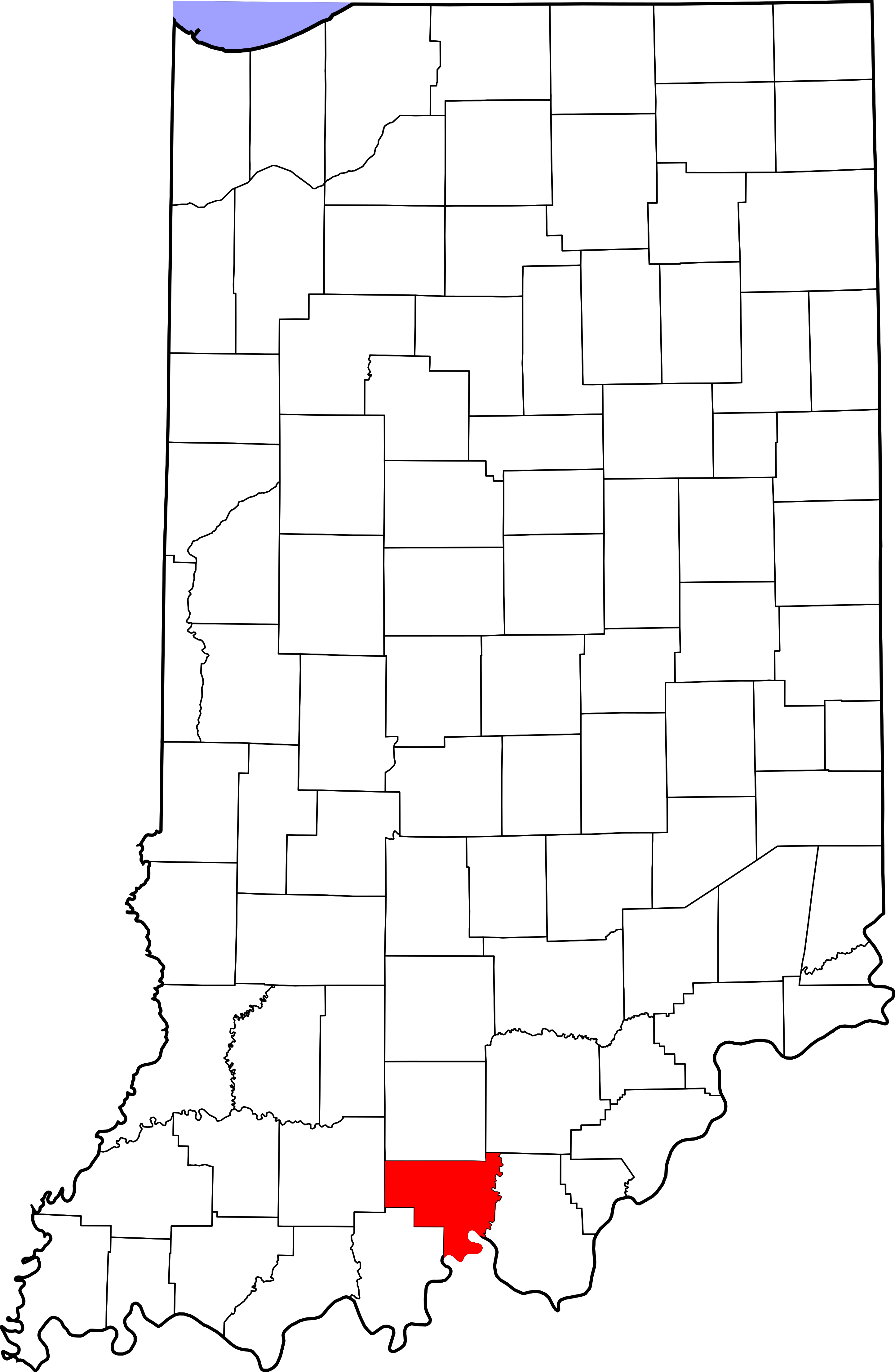 Map Of Indiana Highlighting Crawford County - Indiana Hamilton County Map (2887x4423), Png Download