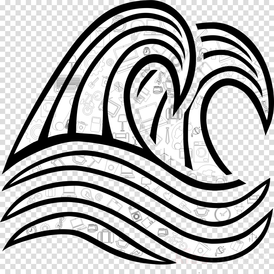 Download Png Of Black And White Waves Clipart Black - Wave Clip Art Drawing (900x900), Png Download