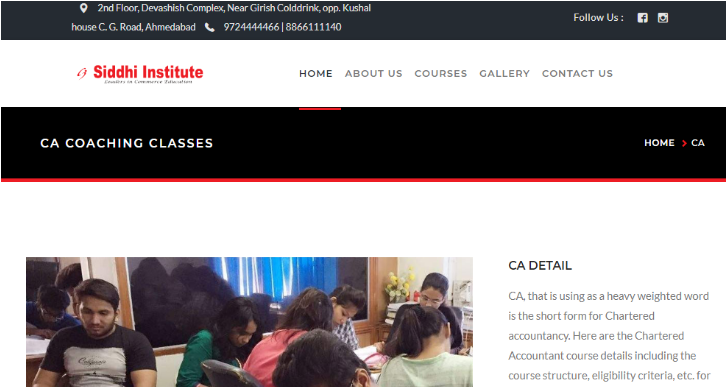Ca Coaching Classes In Ahmedabad - Web Page (850x399), Png Download