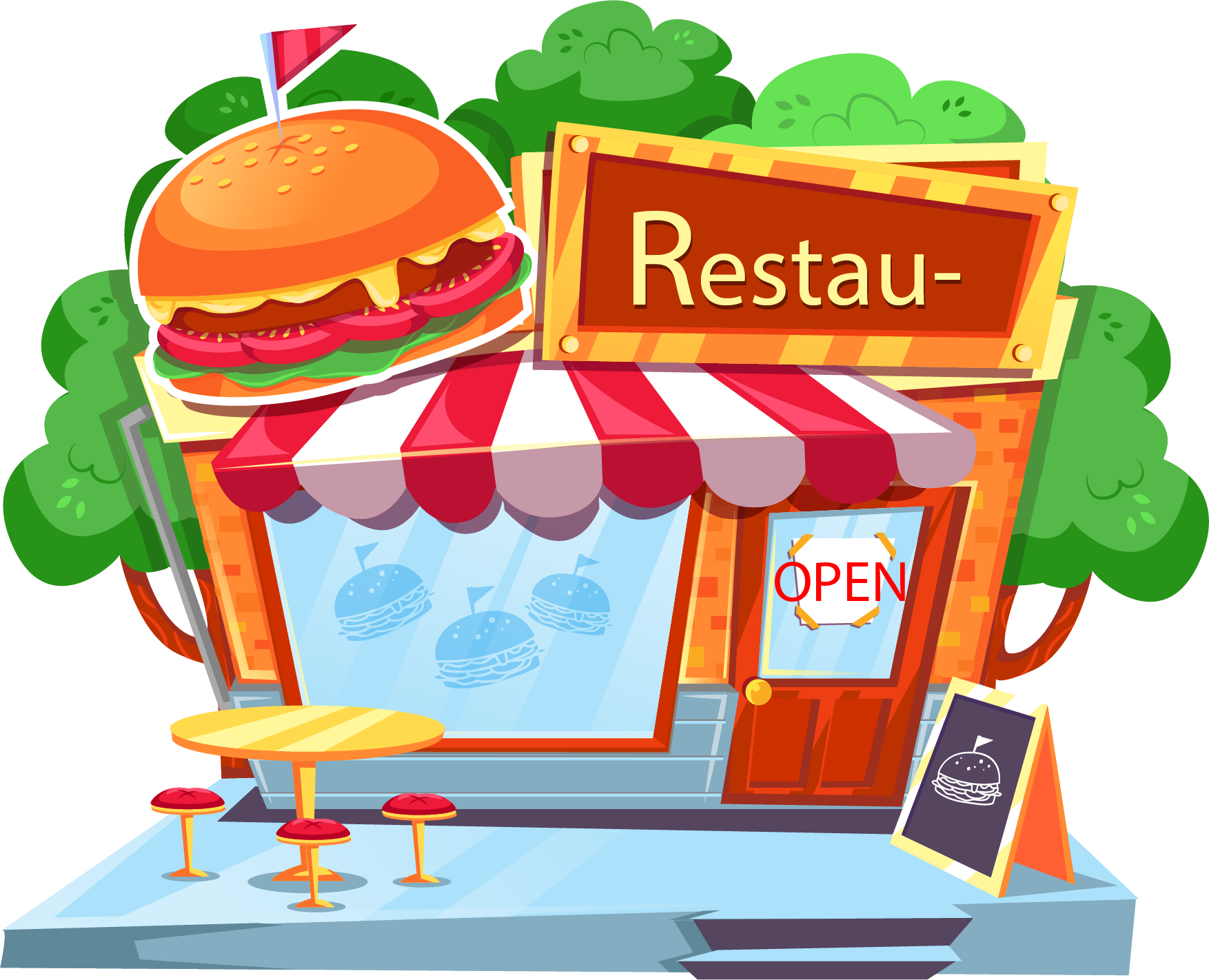 Hamburgers Clipart Burger Restaurant - Hamburger Shop Png (1754x1422), Png Download