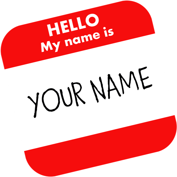 Download Custom Red Name Tag Bib - Because I'm Insert Name Rectangle Magnet  PNG Image with No Background 
