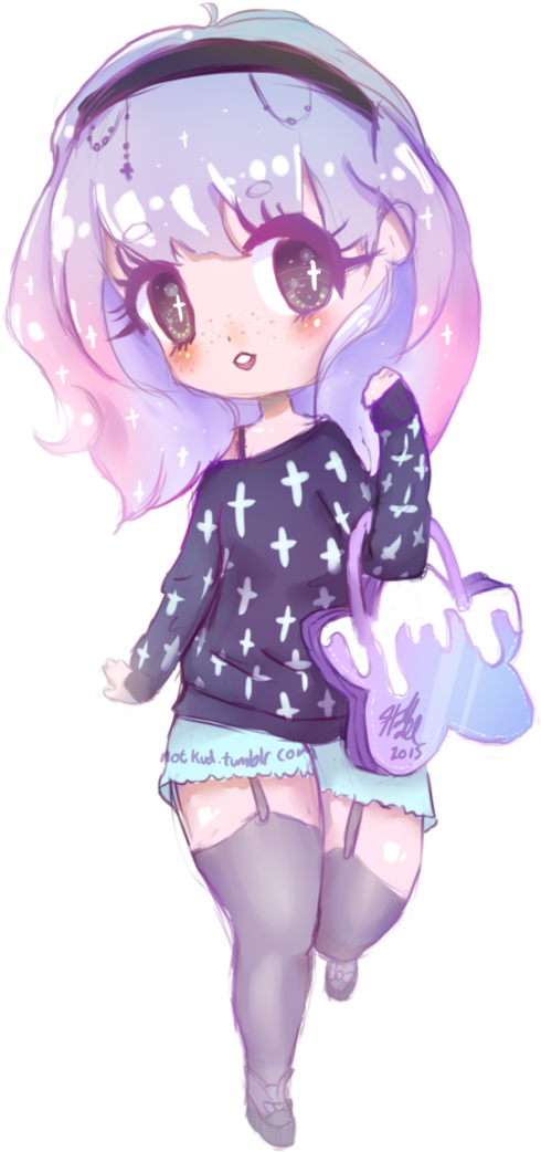 Download Image Transparent Library Download Wallpaper - Pastel Goth Chibi Anime (670x1193), Png Download