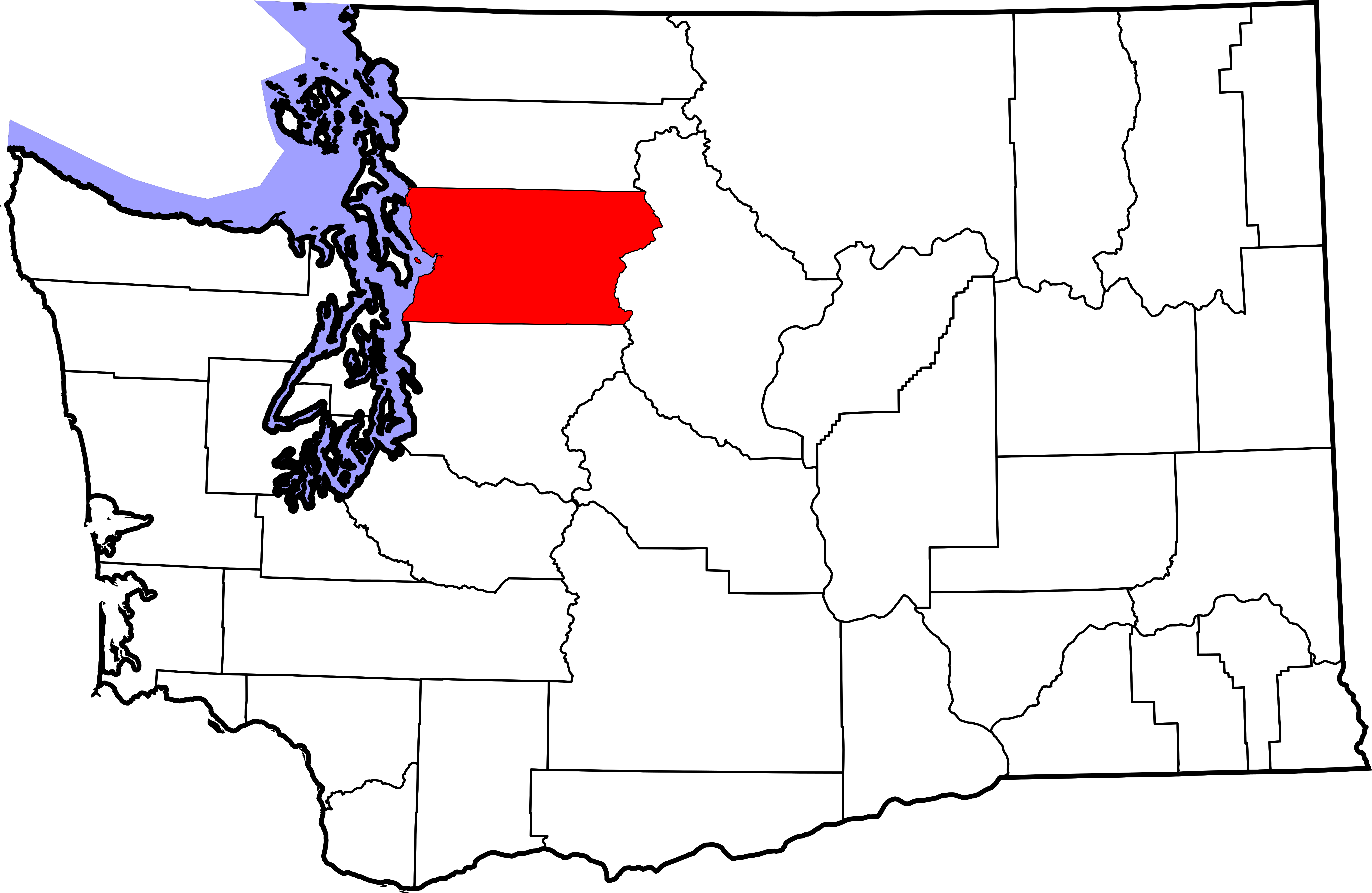 Map Of Washington Highlighting Snohomish County - Spokane County (5936x3863), Png Download
