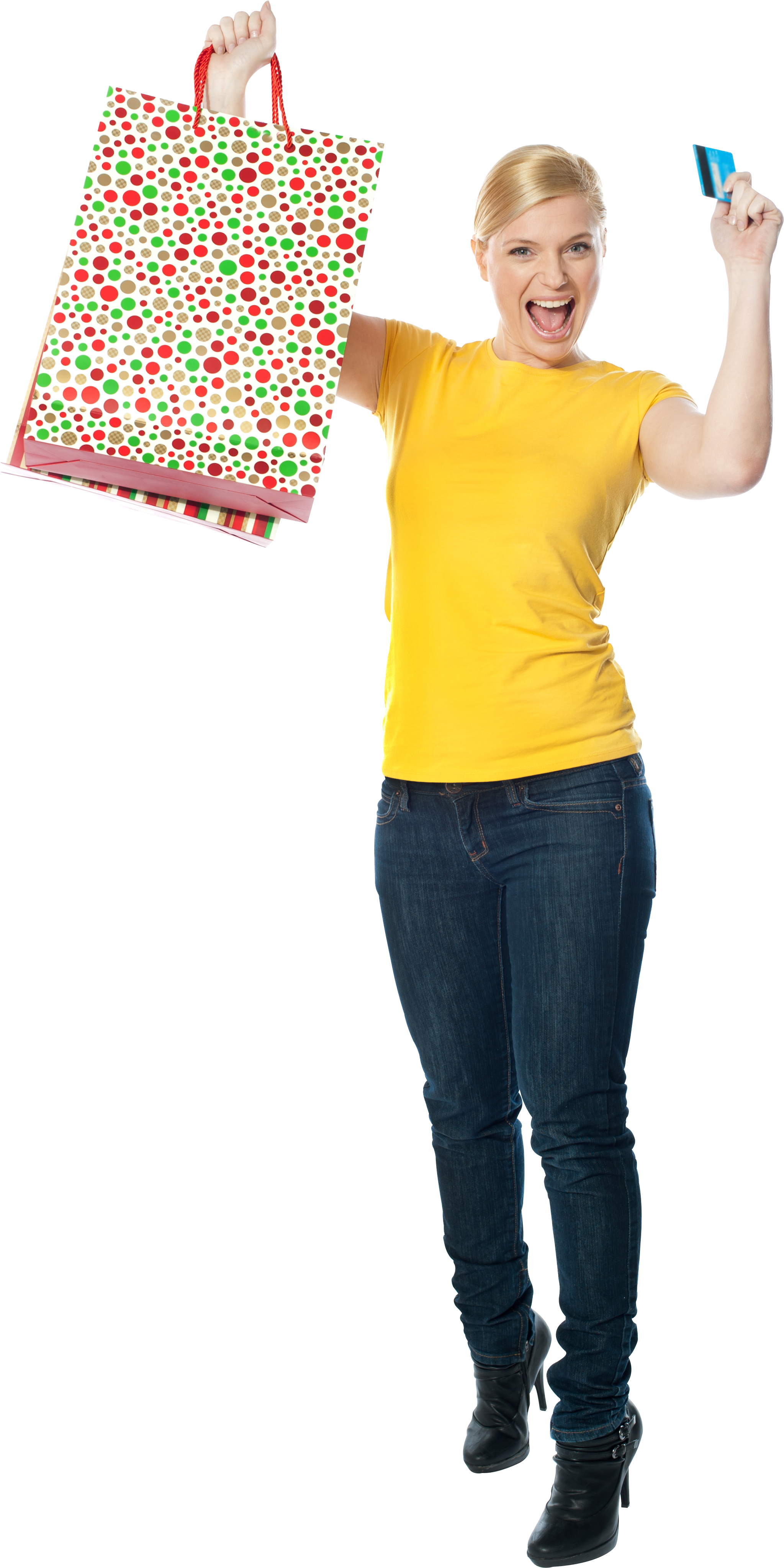 Shopping Png Image - Excited Girl Shopping (2745x4331), Png Download