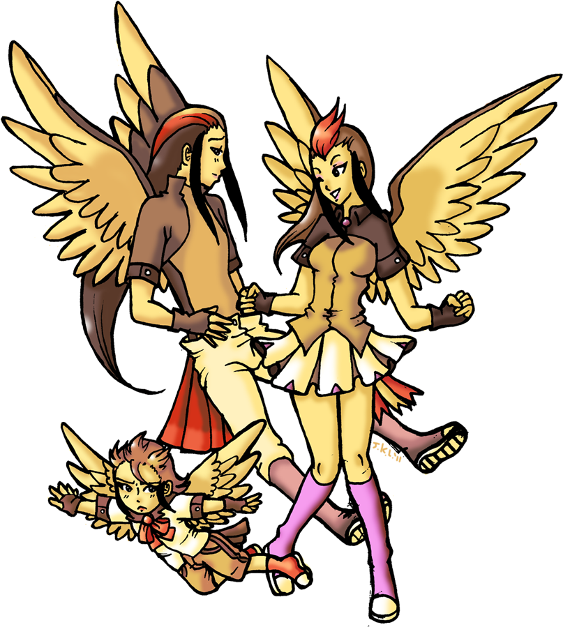 Pokemon Gijinka 016-018 By Akumabaka - Human Pidgeotto (806x912), Png Download