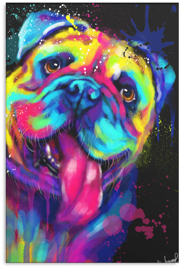 Bulldog Canvas Wrap 2402ph - Pug (900x900), Png Download