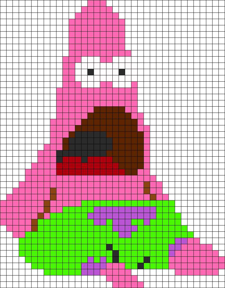 Face Melted Patrick - Patrick Pixel Art Grid (757x967), Png Download