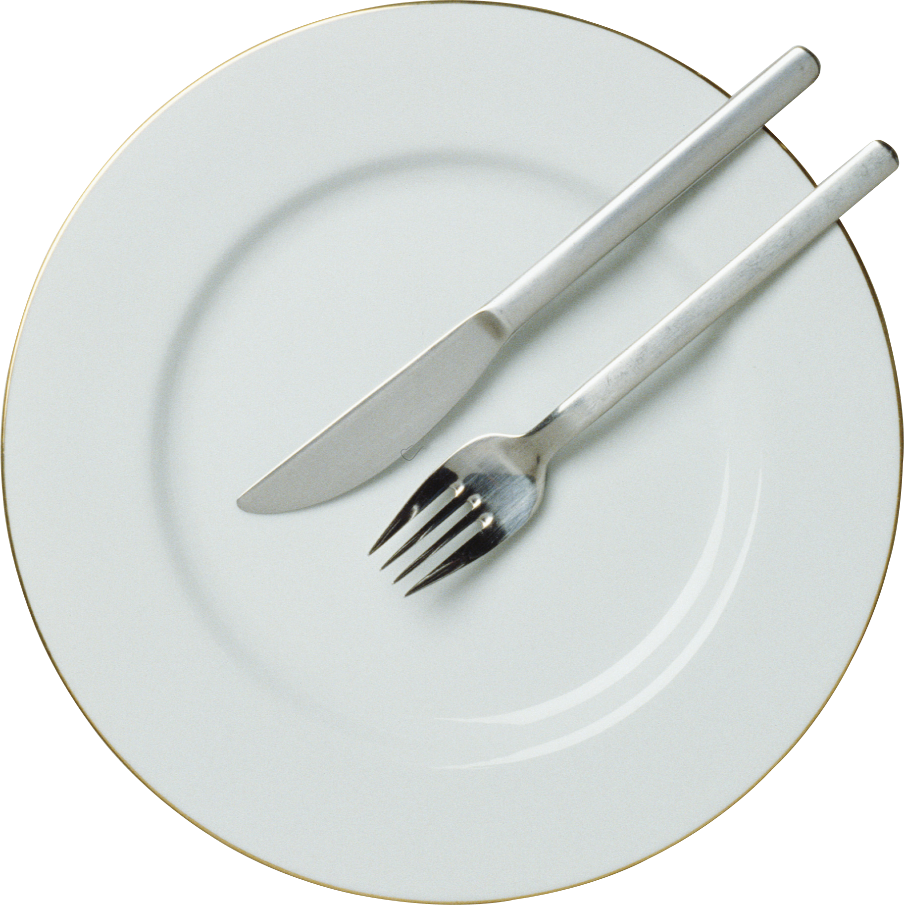 Knife And Fork On Plate (1826x1827), Png Download