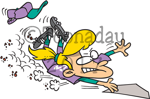 Baseball Sliding Cartoon (600x450), Png Download