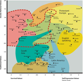 Inglehart Welzel Cultural Map Of The World (350x344), Png Download
