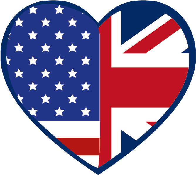 English Clipart Love English - American And British Heart (1032x811), Png Download