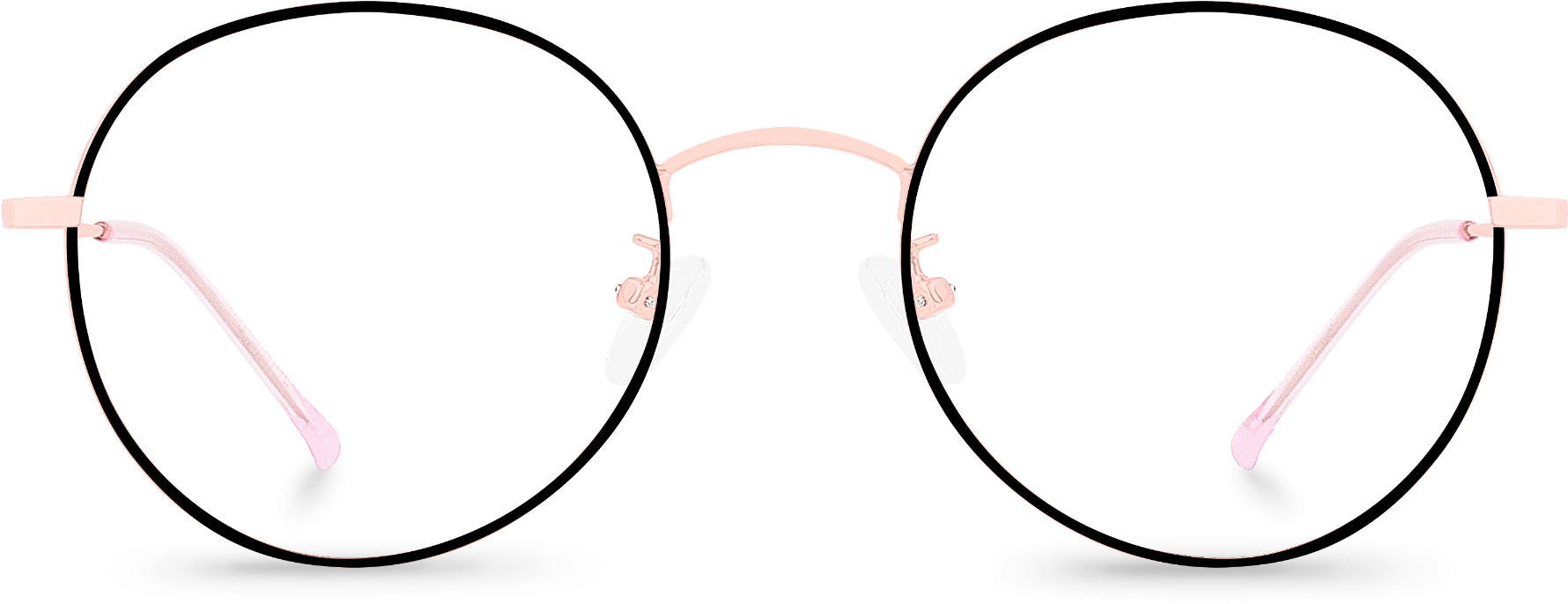 Front View Of Pantera Oval Glasses Made From Black - Circle (1800x1200), Png Download