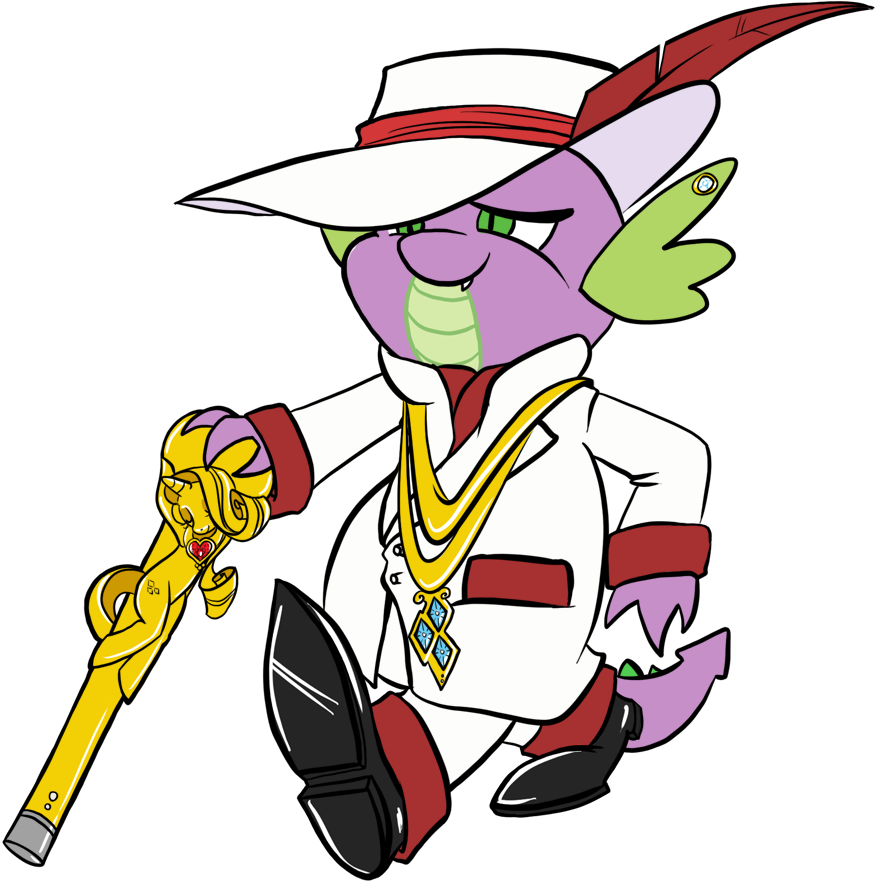 Bunnimation, Cane, Clothes, Dragon, Feather, Hat, Male, - Spike Pimp My Little Pony (1002x1032), Png Download