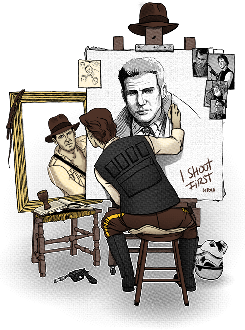 23 Jan - Han Solo And Indiana Jones (500x741), Png Download