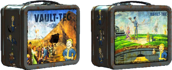 Vault-tec Lunchbox - Fallout Shelter Pre-nuclear Tin Tote Prop Replica (598x260), Png Download