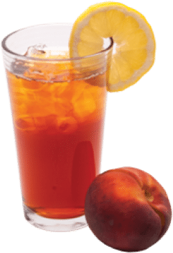 Peachicedtea Glasswithpeach Web - Tea (412x373), Png Download