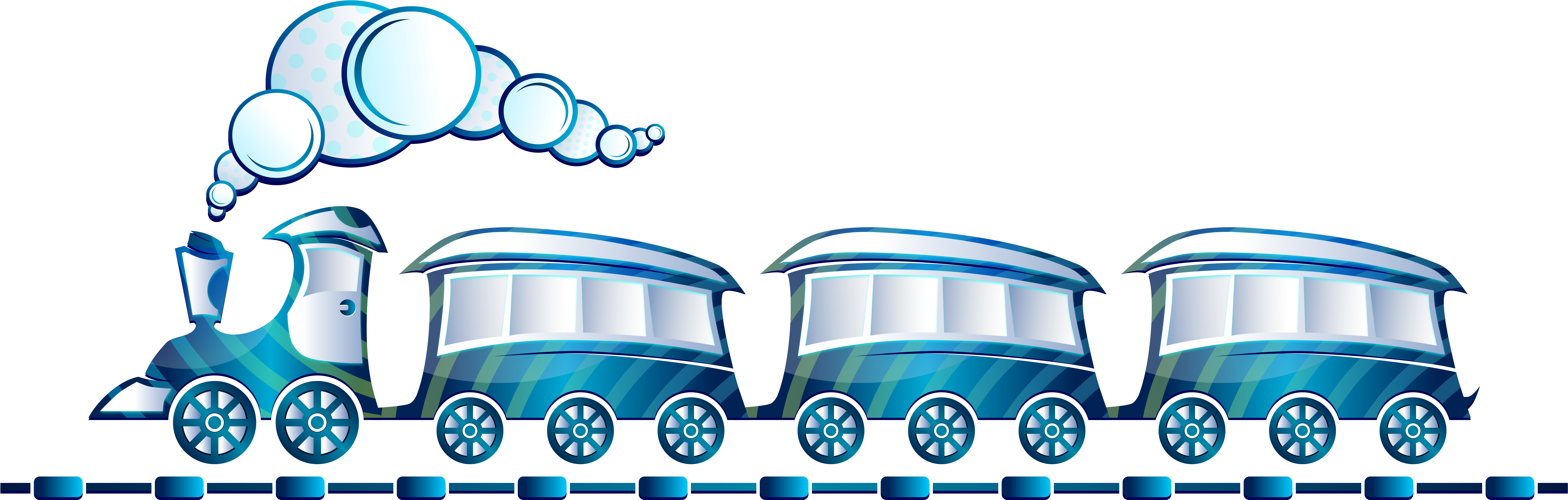 Railway Station Clipart Blue Train - Blue Train Clipart (2400x785), Png Download