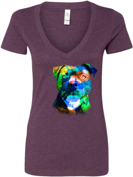 Watercolor Pit Bull - T-shirt (600x600), Png Download