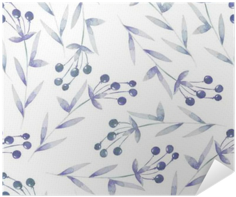 Seamless Pattern With The Blue Berries, Hand Drawn - Watercolor Painting (400x400), Png Download