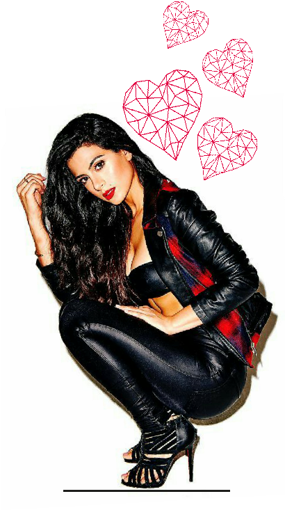 Model Image Graphic Image - Emeraude Toubia Leather Jacket (409x837), Png Download