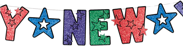 2019 New Year Start Wallpapers - New Years Glittered Happy New Year Streamer (set Of (640x480), Png Download