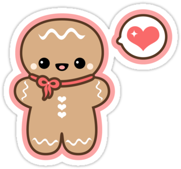 Cute Gingerbread Man By - Cute Gingerbread Man Drawing (375x360), Png Download