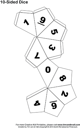 Templates For Making Your Own 6, 10, And 12 Sided Dice - Origami 10 Sided Dice (350x453), Png Download