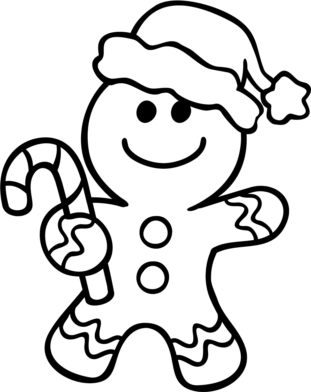 Gingerbread Man Outline - Christmas Coloring Pages Gingerbread Man (1228x1540), Png Download