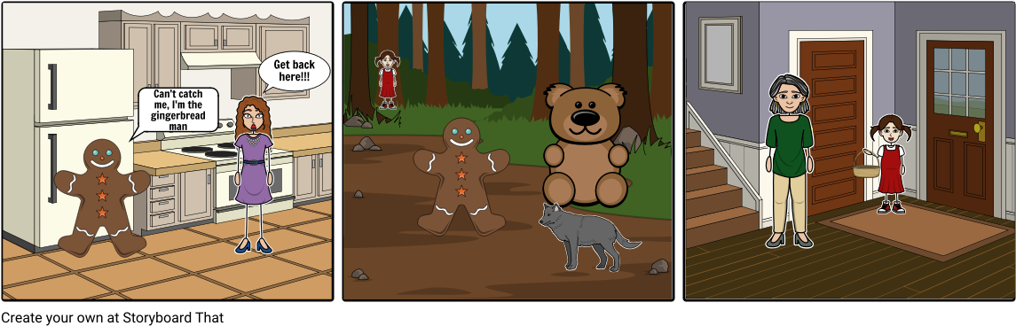Gingerbread Man - Cartoon (1164x385), Png Download