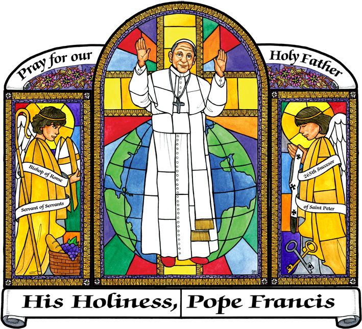 Pope Francis Stained Glass (720x667), Png Download